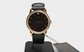 Bulova Men's 38mm Gold-Tone Black Dial Leather Band Dress Watch
