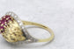 Vintage Erwin Pearl 1960s 18k Yellow Gold Diamond & Ruby Ring, Size 8.25 - 10.1g