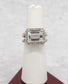 14k White Gold Ladies Aquamarine & Diamond Ring, Size 6.5 - 9.3g