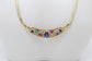 Vintage 14k Yellow Gold Omega Gemstone Choker Necklace, 17 inches - 19.5g