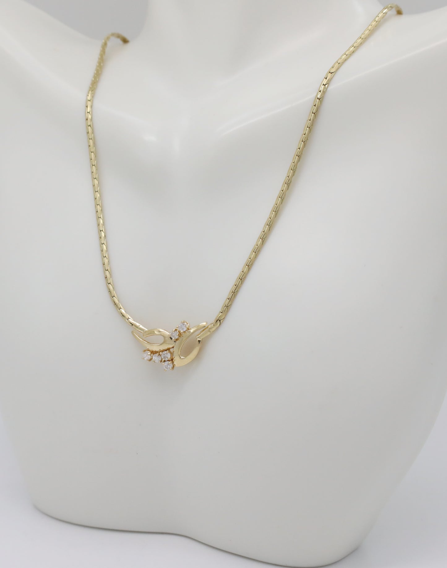 14k Yellow Gold Diamond Choker Necklace - 16 inches, 9.6g