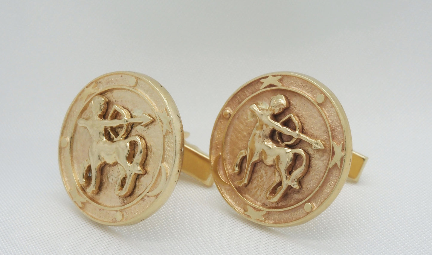 Vintage 14k Yellow Gold Sagittarius Cufflinks - 25.3g