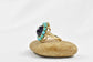 10k Yellow Gold Blue Coral & Amethyst Ring, Size 8.25 - 7.7g
