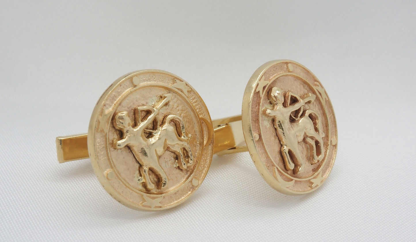 Vintage 14k Yellow Gold Sagittarius Cufflinks - 25.3g