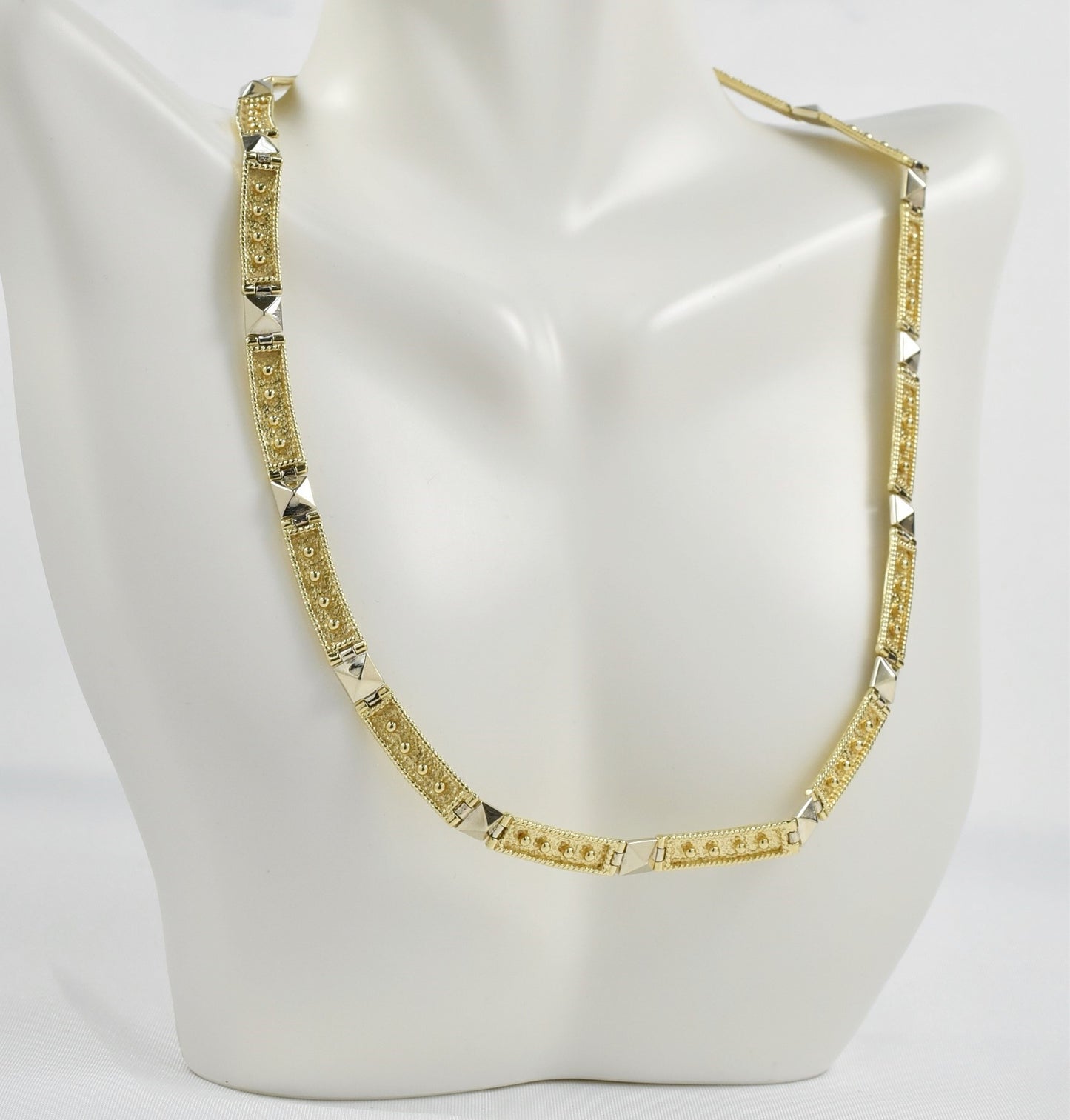 Vintage 14k Yellow & White Gold Link Choker, 16 inches - 30.0g