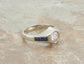 14k White Gold 1.02ct Diamond & Sapphire Art Deco Unisex Ring, Size 10 - 7.1g