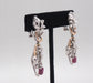 Vintage 18k White & Yellow Gold Diamond and Ruby Dangle Earrings - 14.1g
