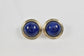 Vintage 14k Yellow Gold Lapis Lazuli Round Earrings, 9.8g