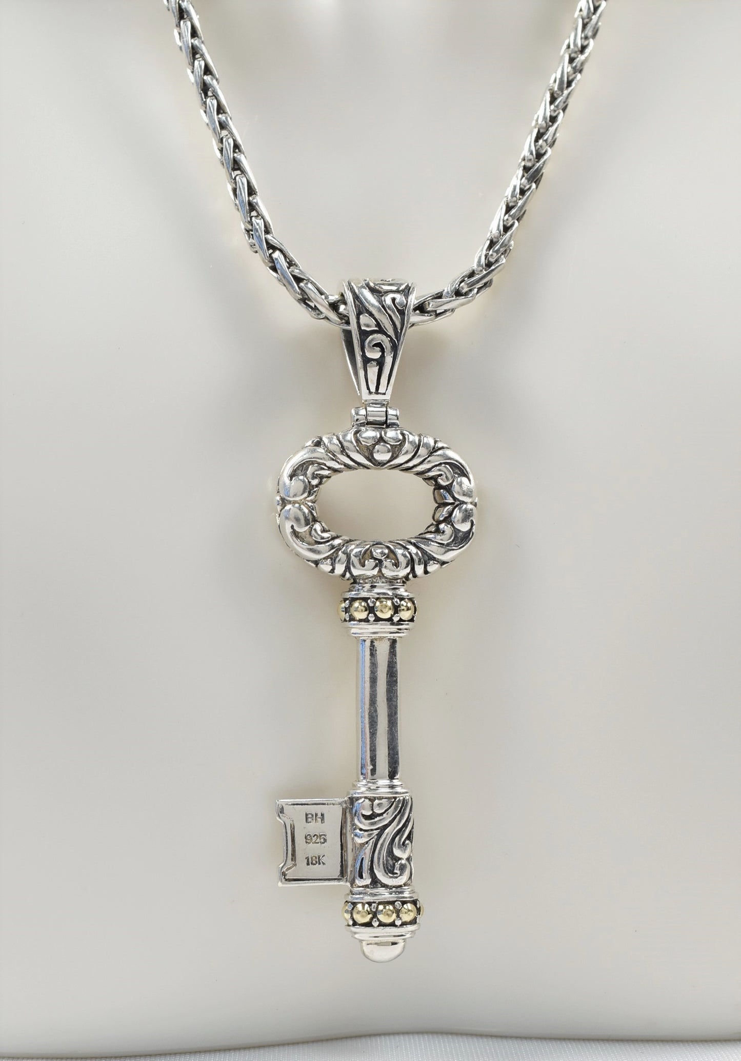 EFFY Balissima Sterling Silver & 18k Yellow Gold Large Key Pendant and Chain, 18 inch - 31.1 g