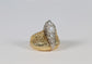 18k Yellow & White Gold Diamond Snake Head Ring, Size 9 - 8.9g