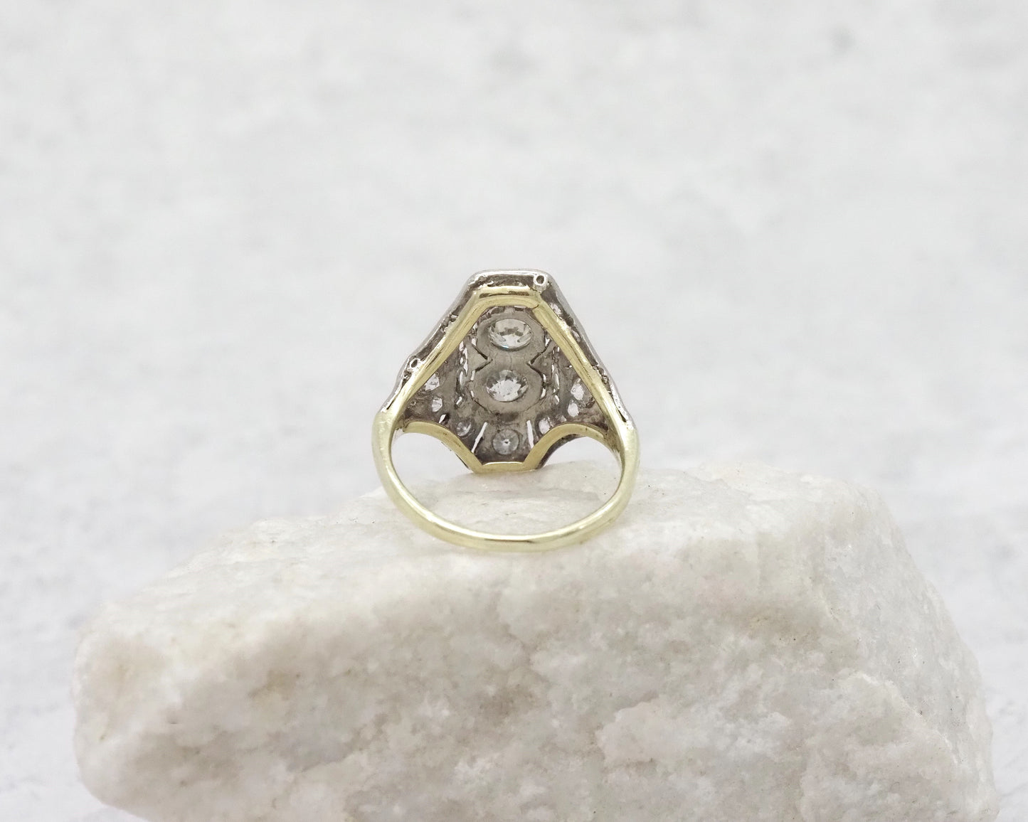 Vintage 14k White & Yellow Gold Diamond Ring, Size 3.5 (sizable) - 2.8g