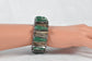 Vintage Sterling Silver Carved Green Obsidian Bracelet, 6.5 inches - 74.5g