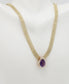 Vintage 14k Yellow Gold Amethyst & Diamond Mesh Choker Necklace, 16 inches - 18.0g