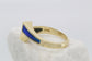 14k Yellow Gold Inlaid Blue Opal Contemporary Ring, Size 7.25 - 3.9g