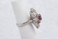 Vintage 18k White Gold Ladies Ruby & Diamond Ring, Size 6.5 - 7.5g