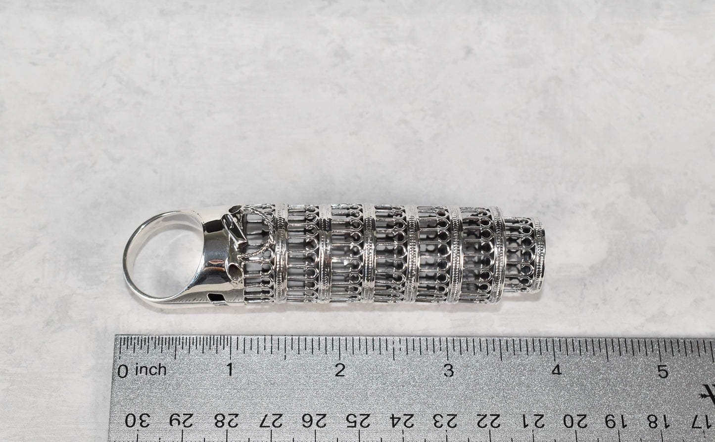 Sterling Silver Leaning Tower of Pisa Ring, Size 10.5 - 46.7g