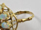 Vintage 14k Yellow Gold Cabochon Opal & Diamond Cocktail Ring, Size 6.75 - 6.3g
