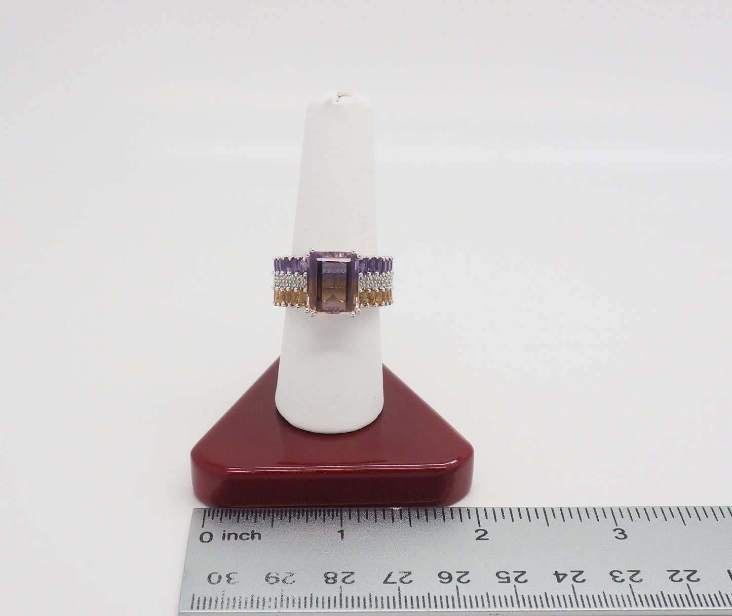 10k White Gold Bicolor Ametrine Ring, Size 8 - 7.1g