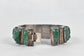 Vintage Sterling Silver Carved Green Obsidian Bracelet, 6.5 inches - 74.5g