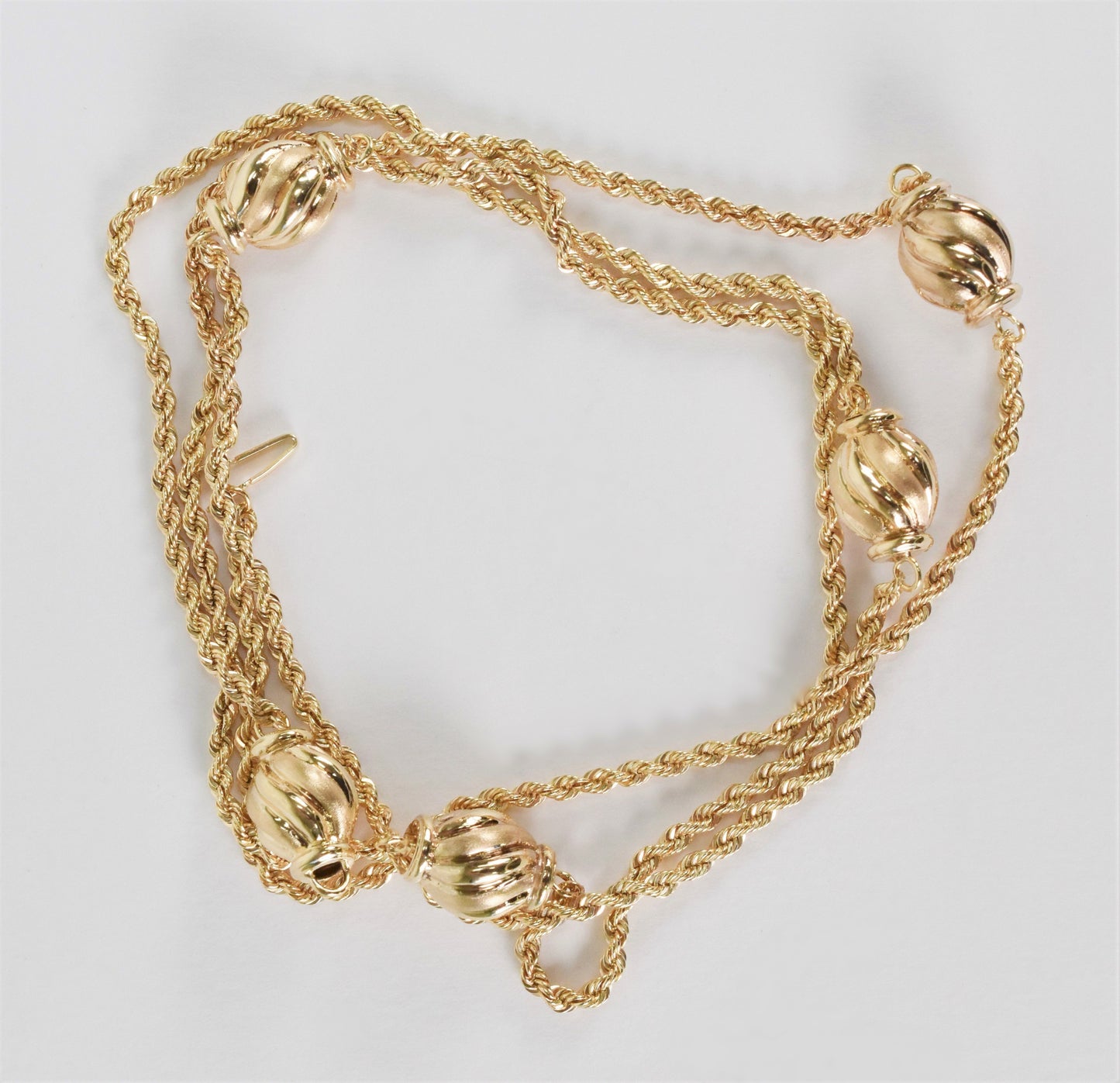 18k Yellow Gold Beaded Rope Necklace, 36.5 inches - 14.0g