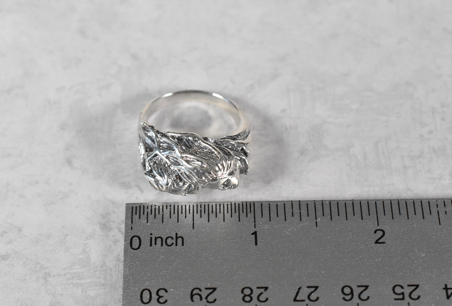 Sterling Silver Faces in Roots Ring, Size 10 - 10.3g