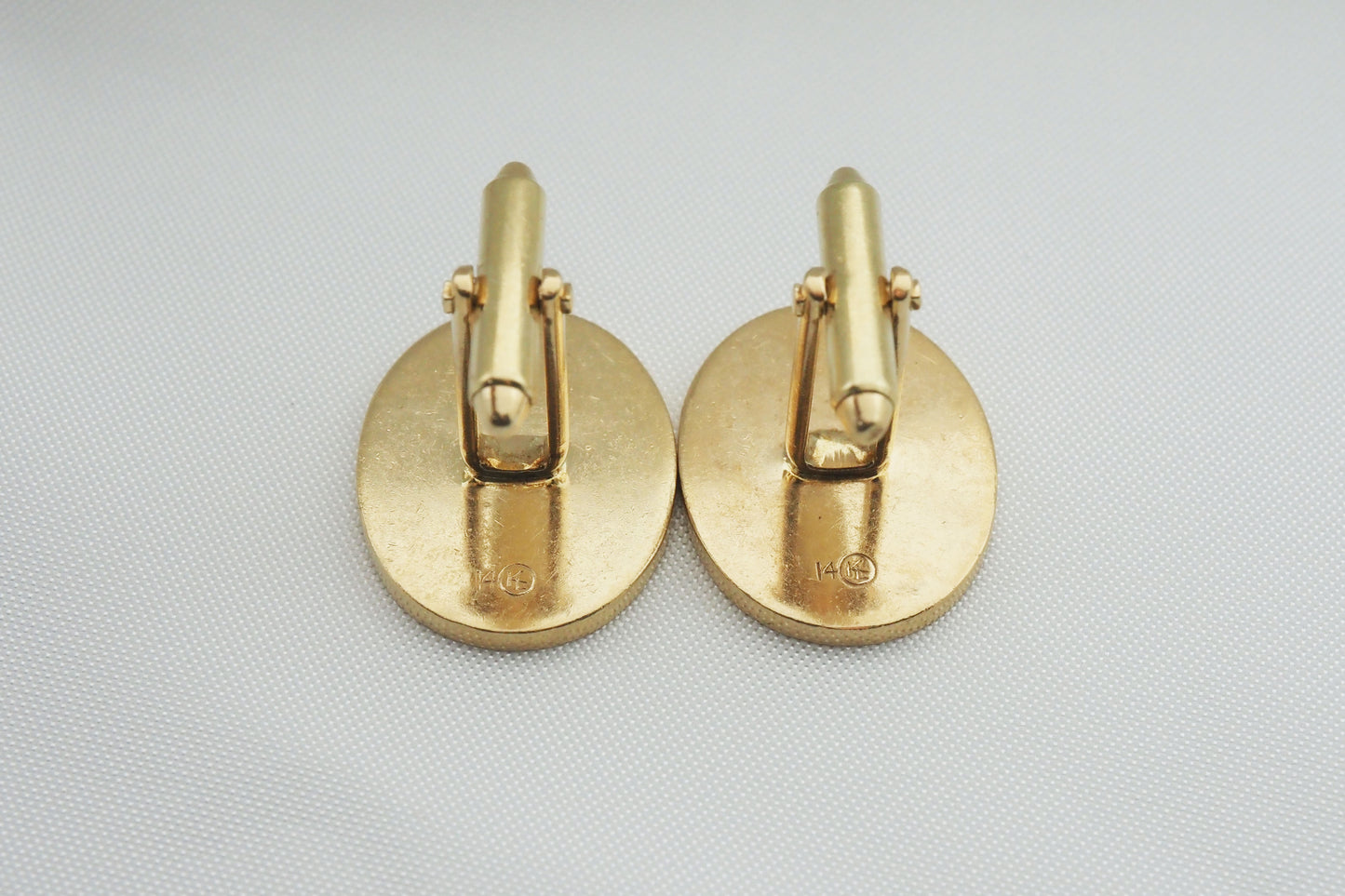 Vintage 14k Yellow Gold Oval Horse & Carriage Cufflinks - 26.6g