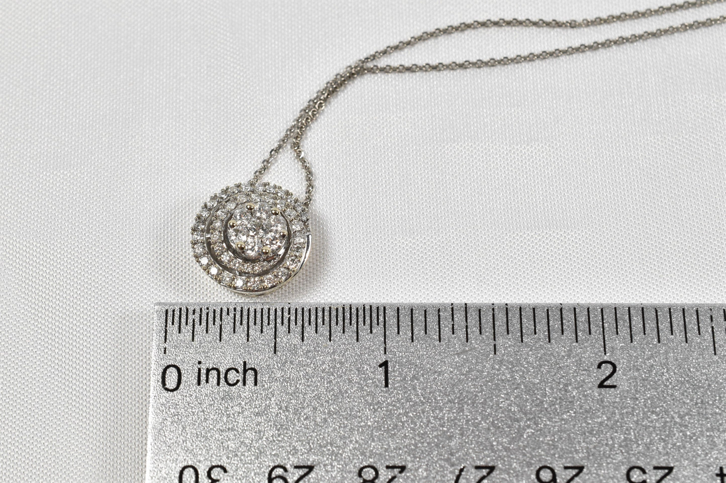 14k White Gold Swirling Diamond Pendant Necklace, 18.25 inches - 4.8g