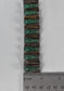 Vintage Sterling Silver Carved Green Obsidian Bracelet, 6.5 inches - 74.5g