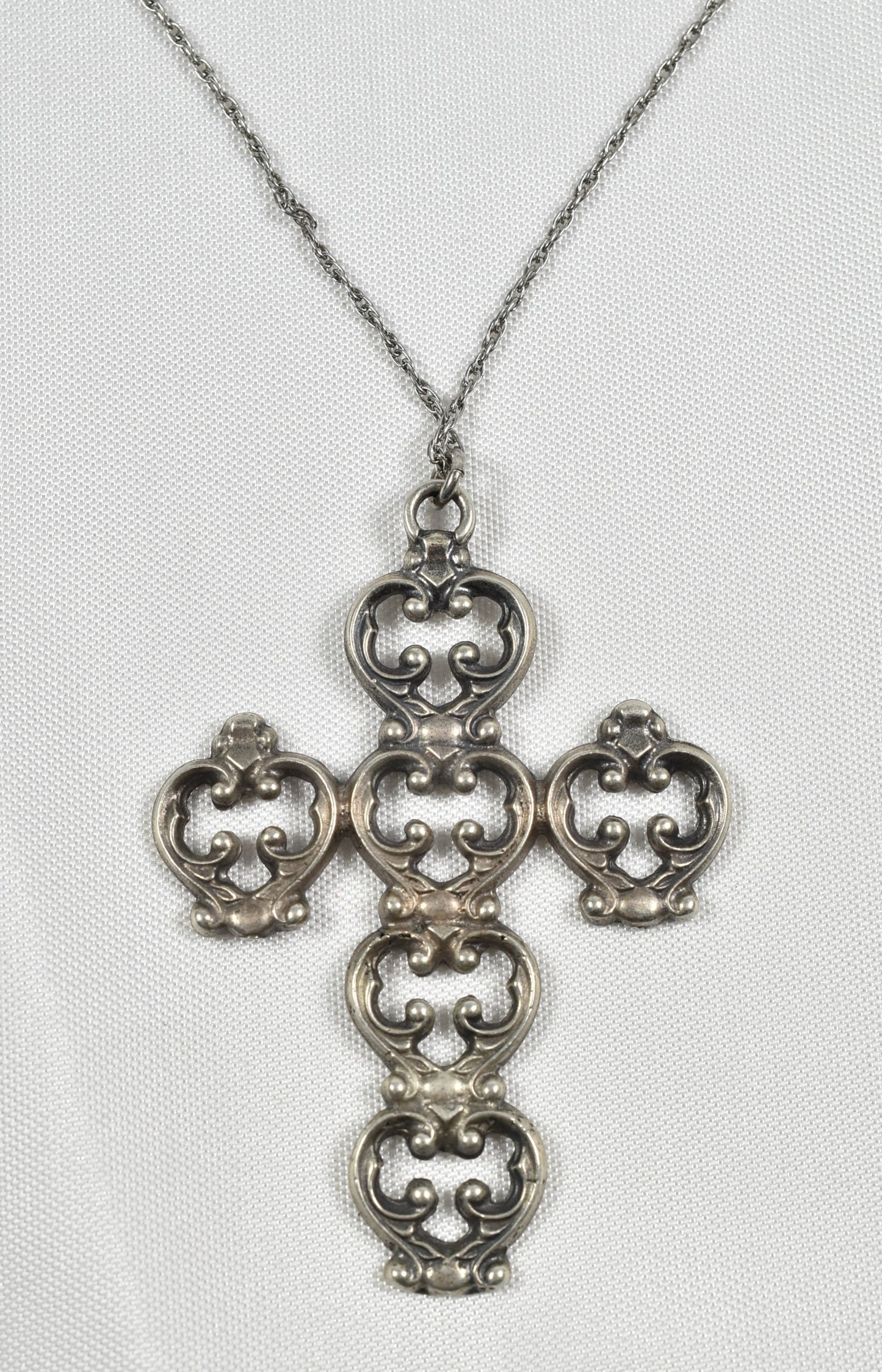 Vintage Danecraft Sterling Silver Large Cross Necklace, 25 inches - 12.0g