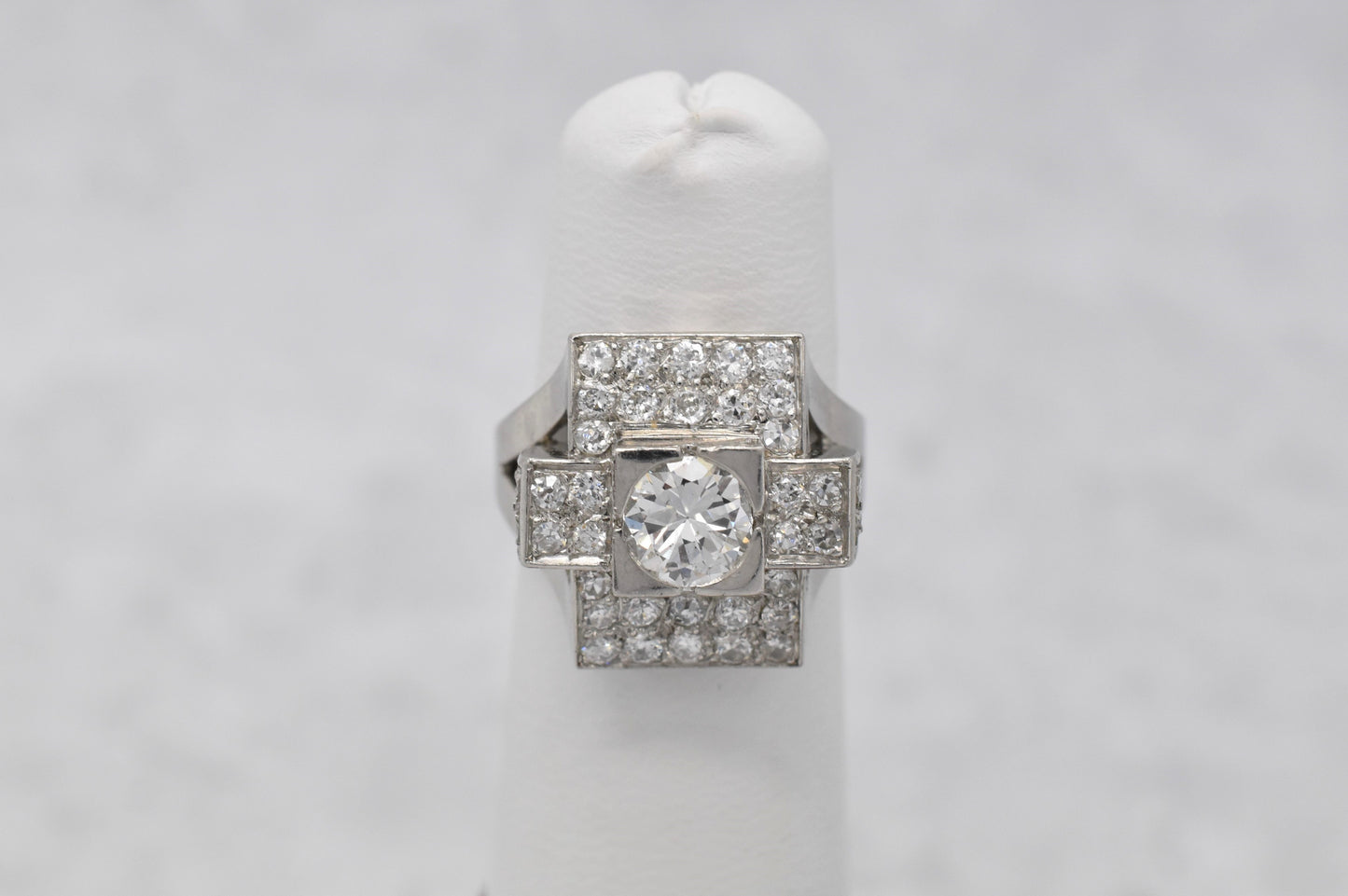 Vintage Platinum Art Deco 1.76ct Diamond Ring, Size 4.75 - 8.7g