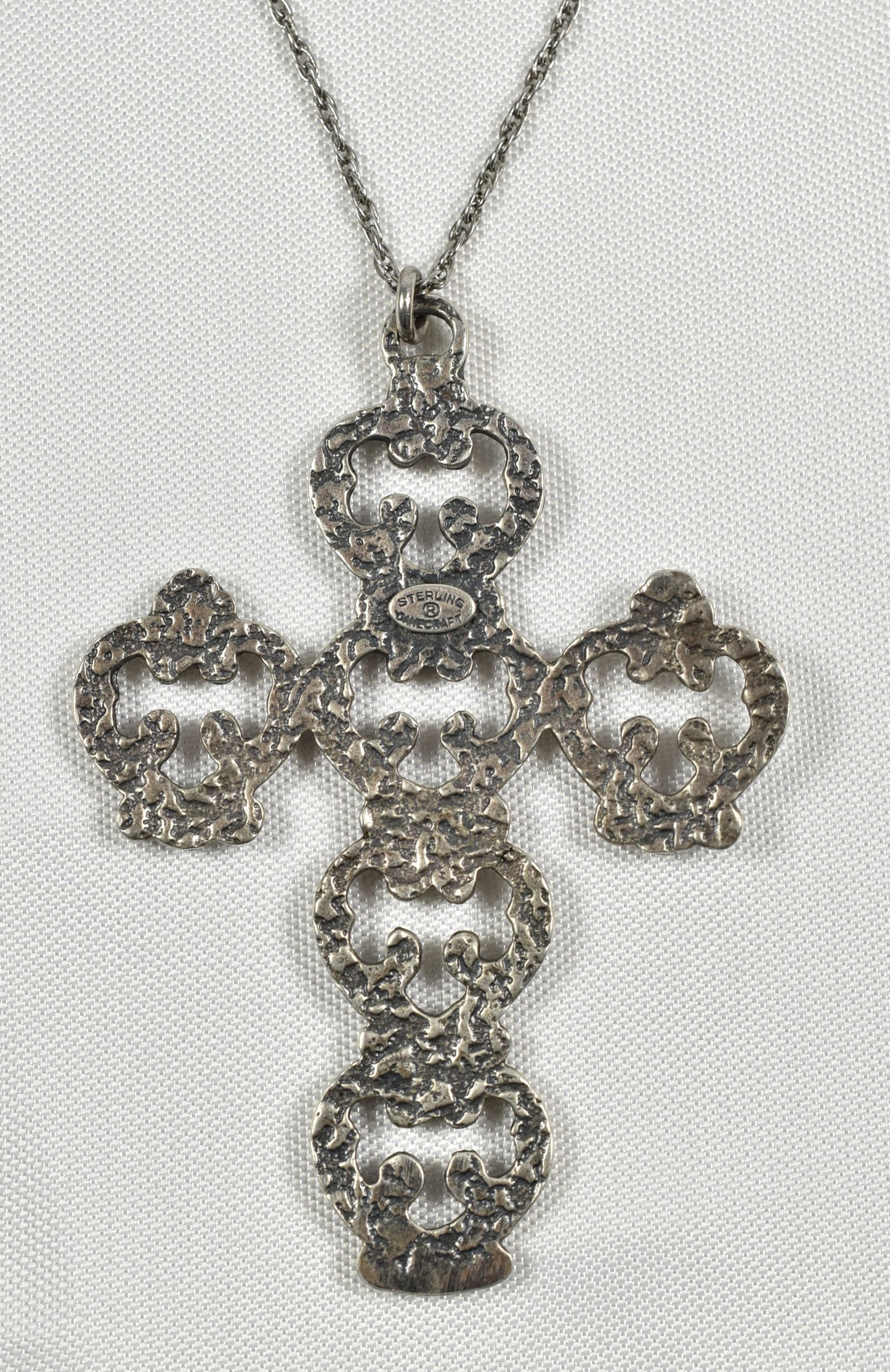 Vintage Danecraft Sterling Silver Large Cross Necklace, 25 inches - 12.0g