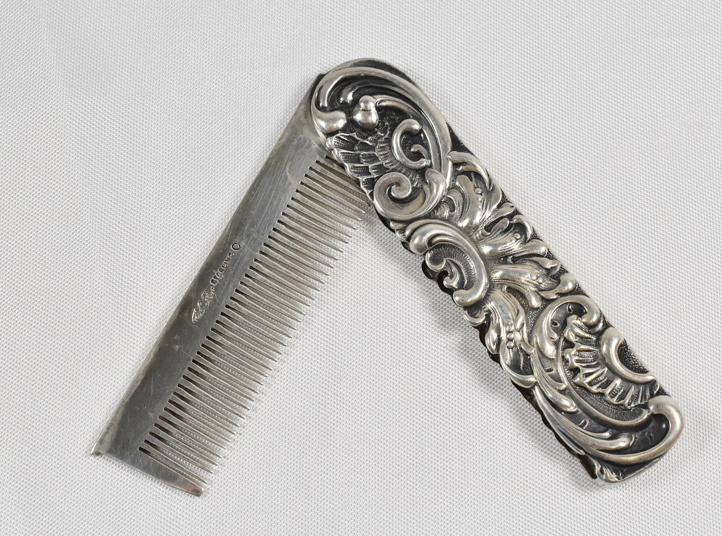 Rare Antique George W Shiebler Sterling Silver Folding Pocket Comb, 29.1g