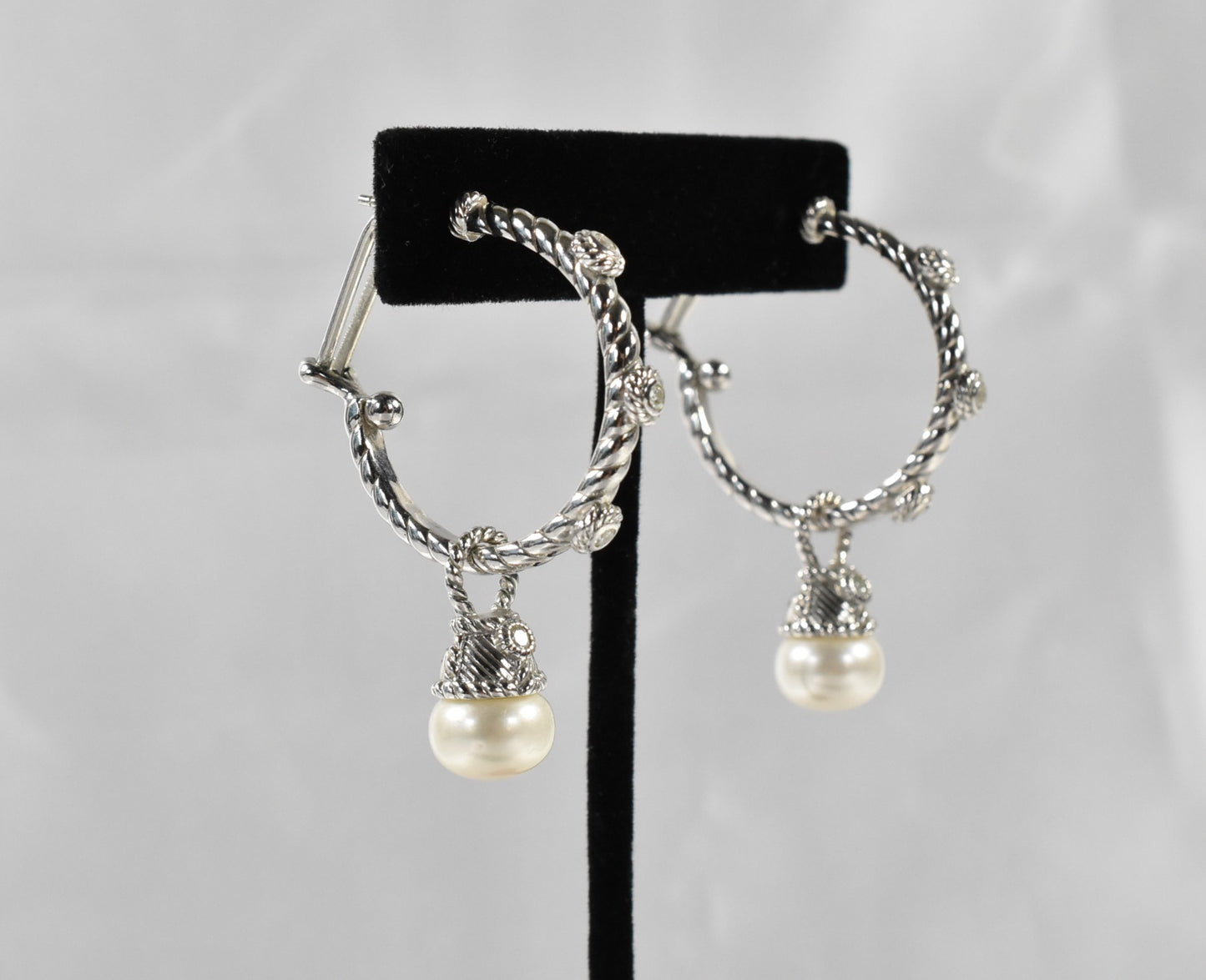Judith Rikpa Sterling Silver Pearl Hoop Earrings, 20.1 grams