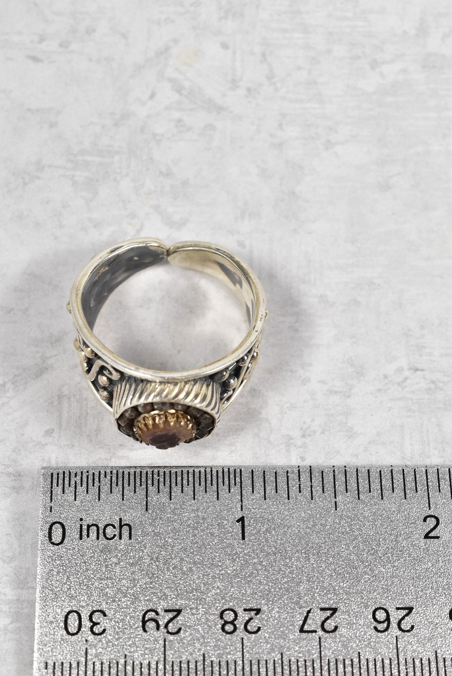 Vintage Sterling Silver 950 Adjustable Ring, Size 13 - 10.8g