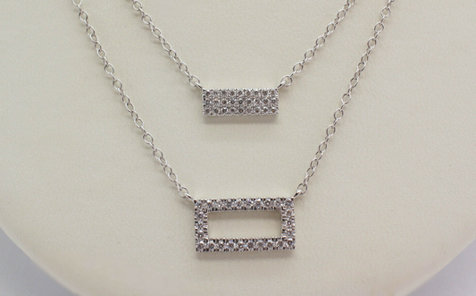 Andy Götz 14K White Gold Double Rectangle Diamond Necklace, 18 inches