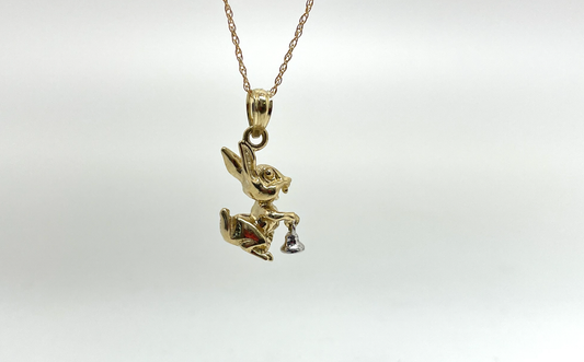 14k Yellow Gold Rabbit with White Gold Bell Charm - 2.2g