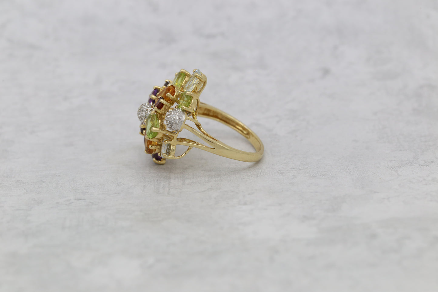 Vintage 14k Yellow Gold Multi-Gemstone Ring, Size 7 - 5.7g