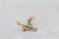 18k Yellow Gold Deer Brooch with Turquoise - 5.9g