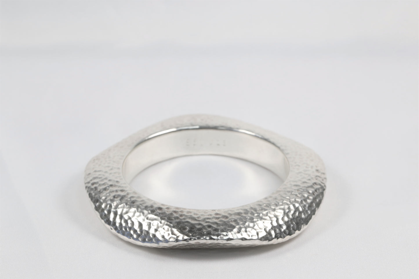 Simon Sebbag Sterling Silver Hammered Chunky Bangle, 7 inches - 57.1g