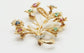 Vintage 14k Yellow Gold Branch & Flower Gemstone Brooch - 11.9g
