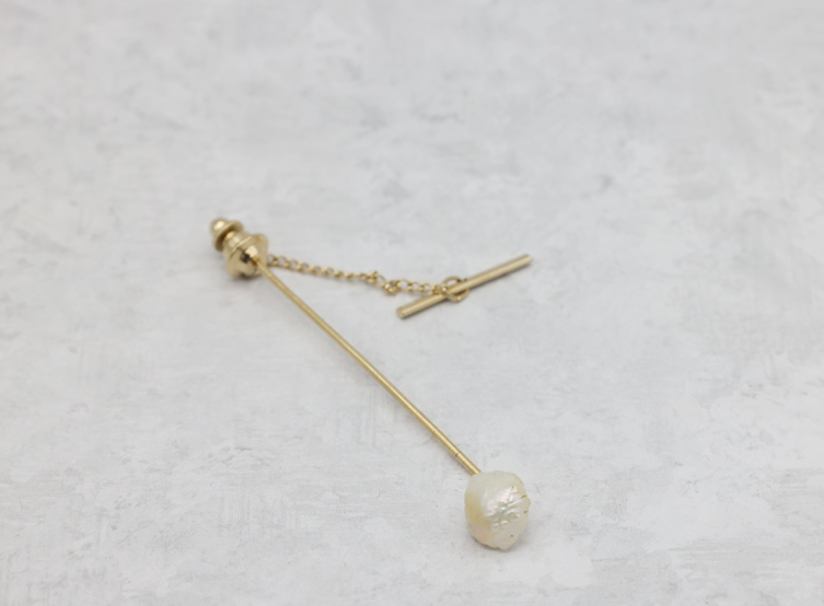 Vintage Tiffany & Co. 14k Yellow Gold Freshwater Pearl Stick Pin, 2.1g