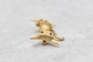 14k Yellow Gold Siamese Cat Brooch with Ruby Eyes - 6.6g