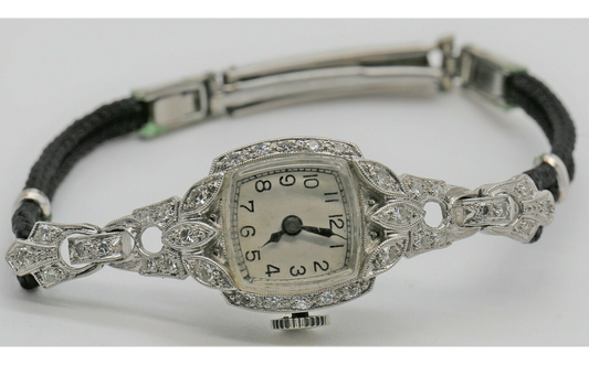 Vintage Platinum Ladies Diamond Watch 14mm Dial (0.17 CTTW)