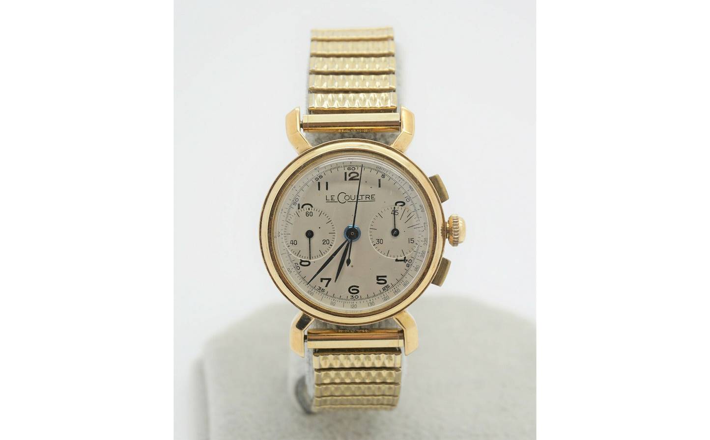 Vintage 14k Yellow & White Gold LeCoultre Automatic Chronograph Watch 30 mm