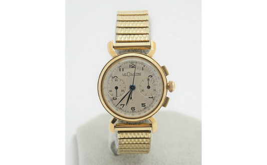 Vintage 14k Yellow & White Gold LeCoultre Automatic Chronograph Watch 30mm