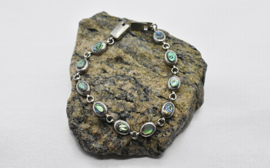 Sterling Silver Abalone Shell Bracelet, 7.5 inches - 12.5g