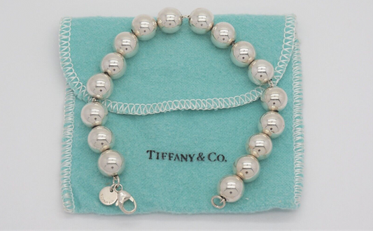 Vintage Tiffany & Co. Sterling Silver 10mm Beaded Bracelet, 7 inches - 17.0g