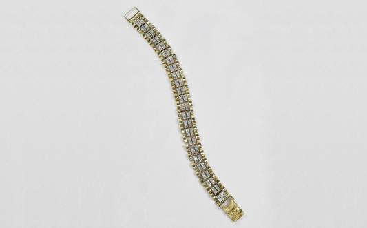 Men's 10k Yellow Gold Cubic Zirconia Link Bracelet, 9.5 inches - 58.3g