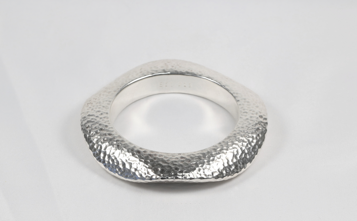 Simon Sebbag Sterling Silver Hammered Chunky Bangle, 7 inches - 57.1g