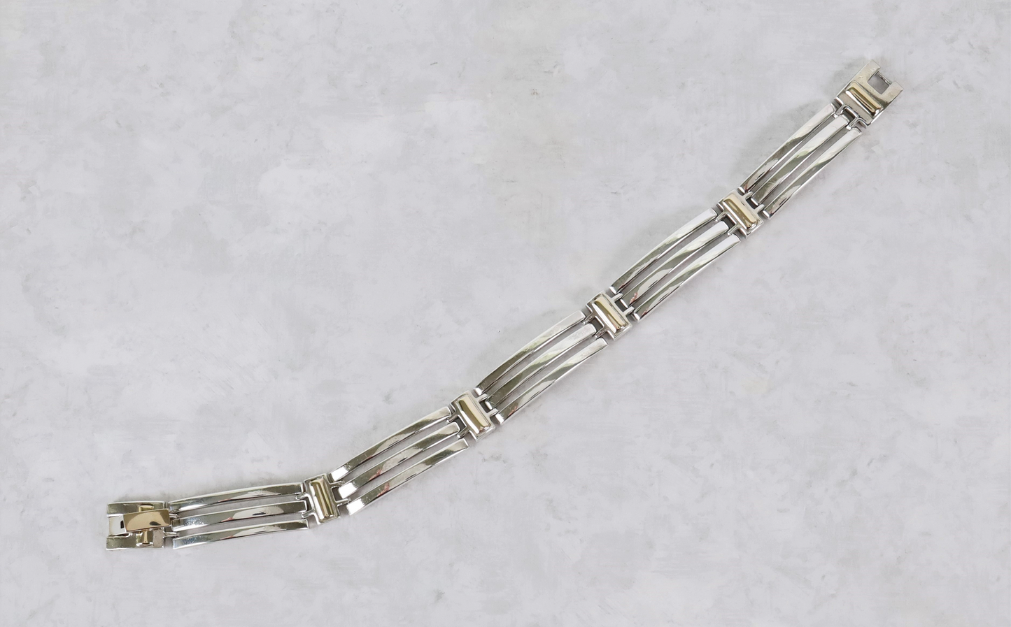 Sterling Silver & 14k Yellow Gold Link Bracelet, 9 inches - 61.4g